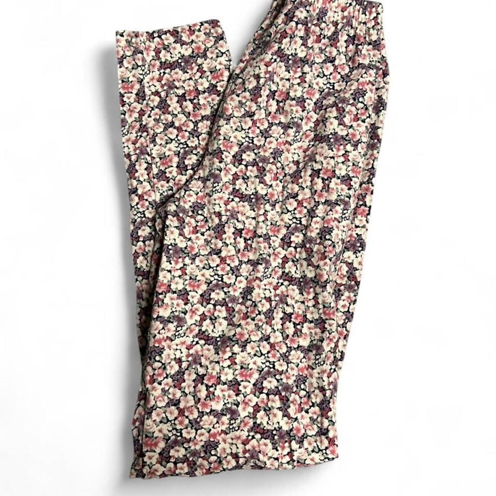 XS vintage 80s floral cotton leggings with elastic waistband ankle pants